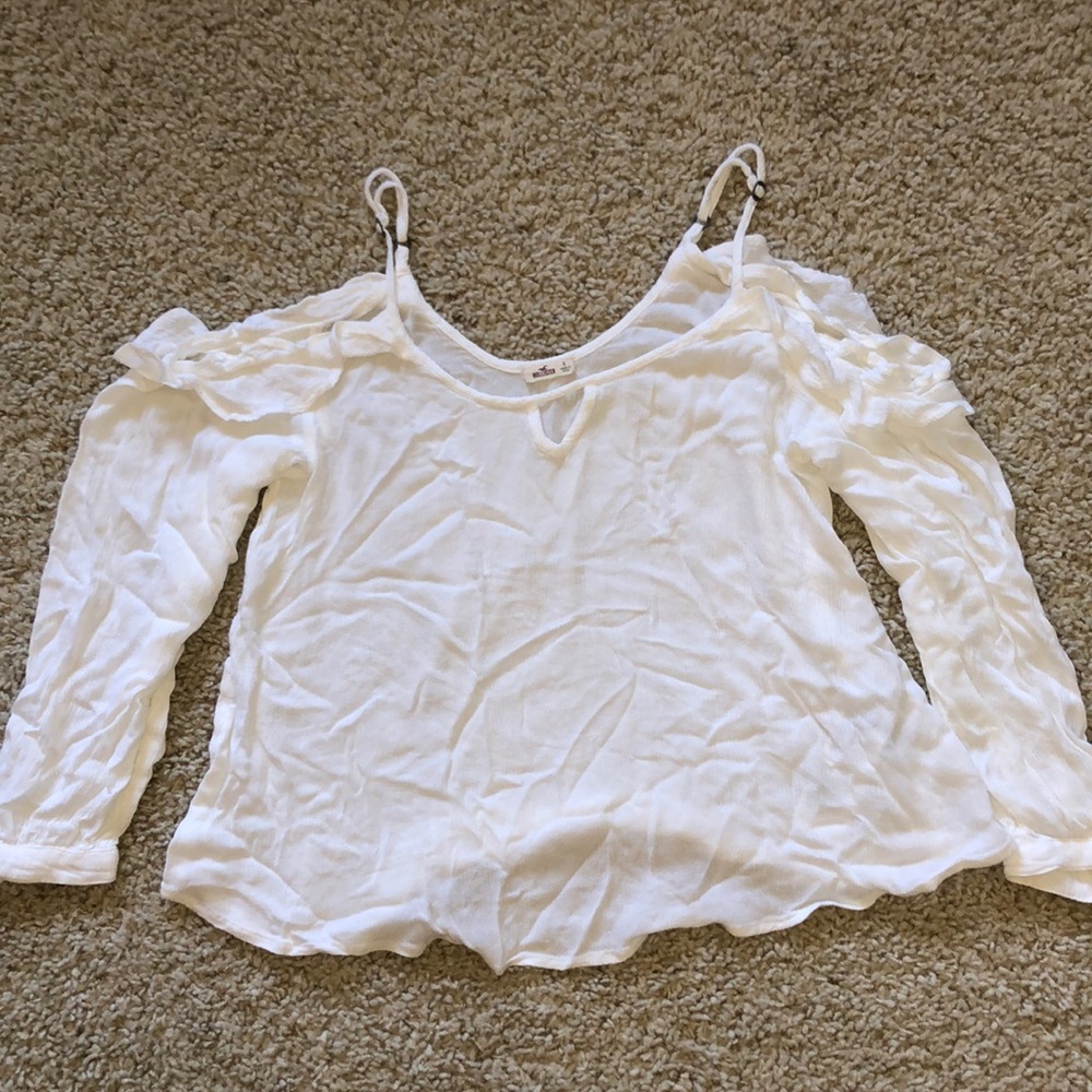 Hollister White Ruffled Blouse
